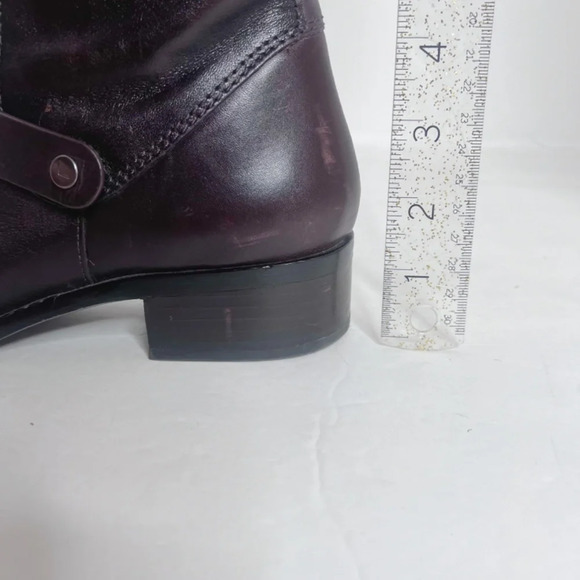 Via Spiga Dark Brown/Burgundy Leather Riding Boots - Picture 10 of 15